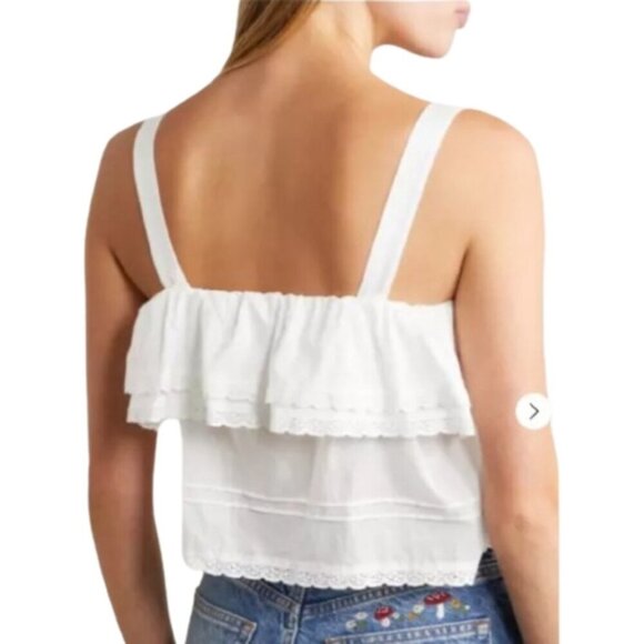 Reformation Tops - NWOT Reformation Tarragon Women White Sleeveless Organic Cotton Lace-trim Top XL